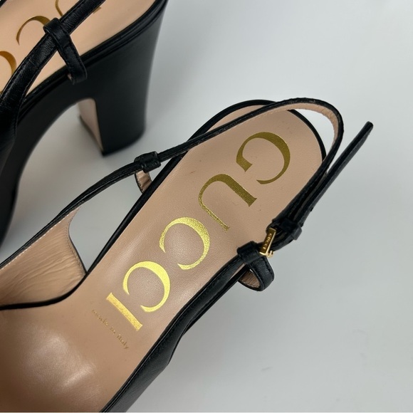 Gucci Horsebit Baby Platform Slingback Black Pumps Heels Size 40 - Picture 11 of 12